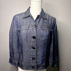 Denim Button-Up Women's Jacket Business Casual Minimalist Versatile Sz 4